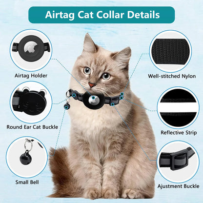 2-Pack AirTag Cat & Dog Collar with Reflective Strap & Bell