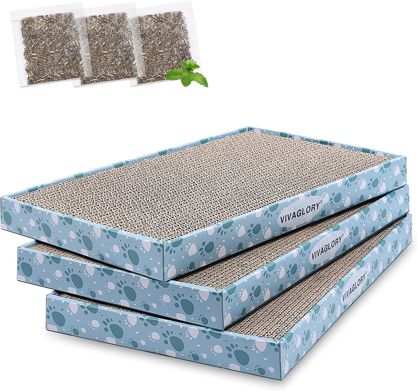 3-Pack Cardboard Cat Scratcher Pads with Catnip