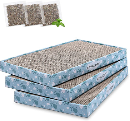 3-Pack Cardboard Cat Scratcher Pads with Catnip