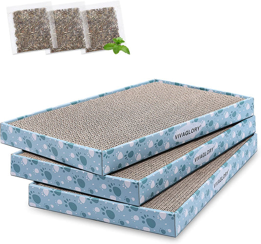3-Pack Cardboard Cat Scratcher Pads with Catnip