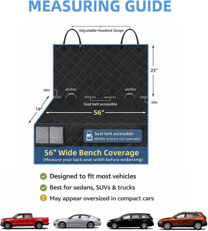 Waterproof Dog Car Seat Cover with Mesh Organizer (Beige)