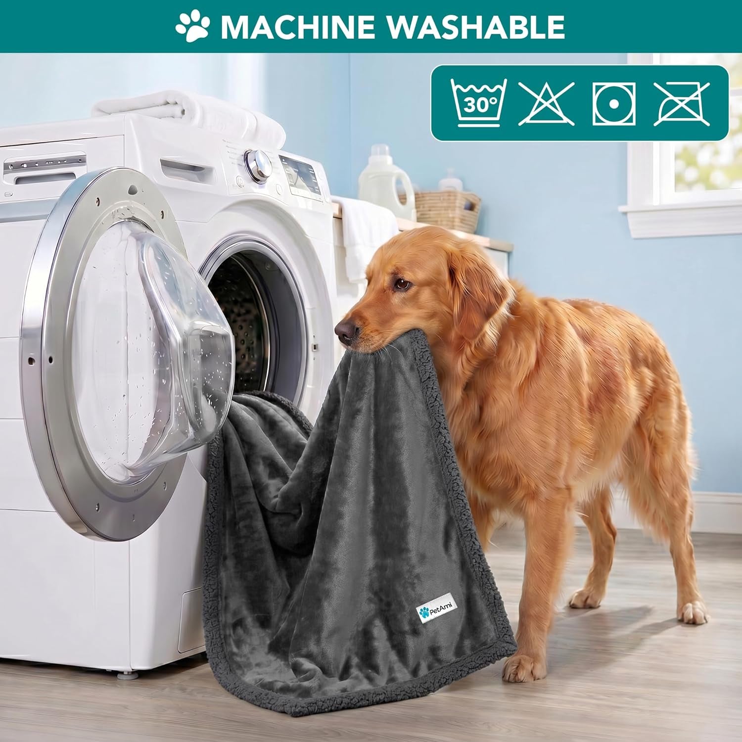 XL Washable and Reversible Sherpa Pet Blanket for Dogs & Cats