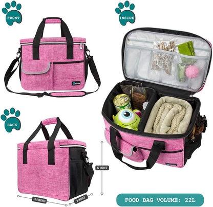 Dog Travel Organizer Bag with Food Containers & Bowls