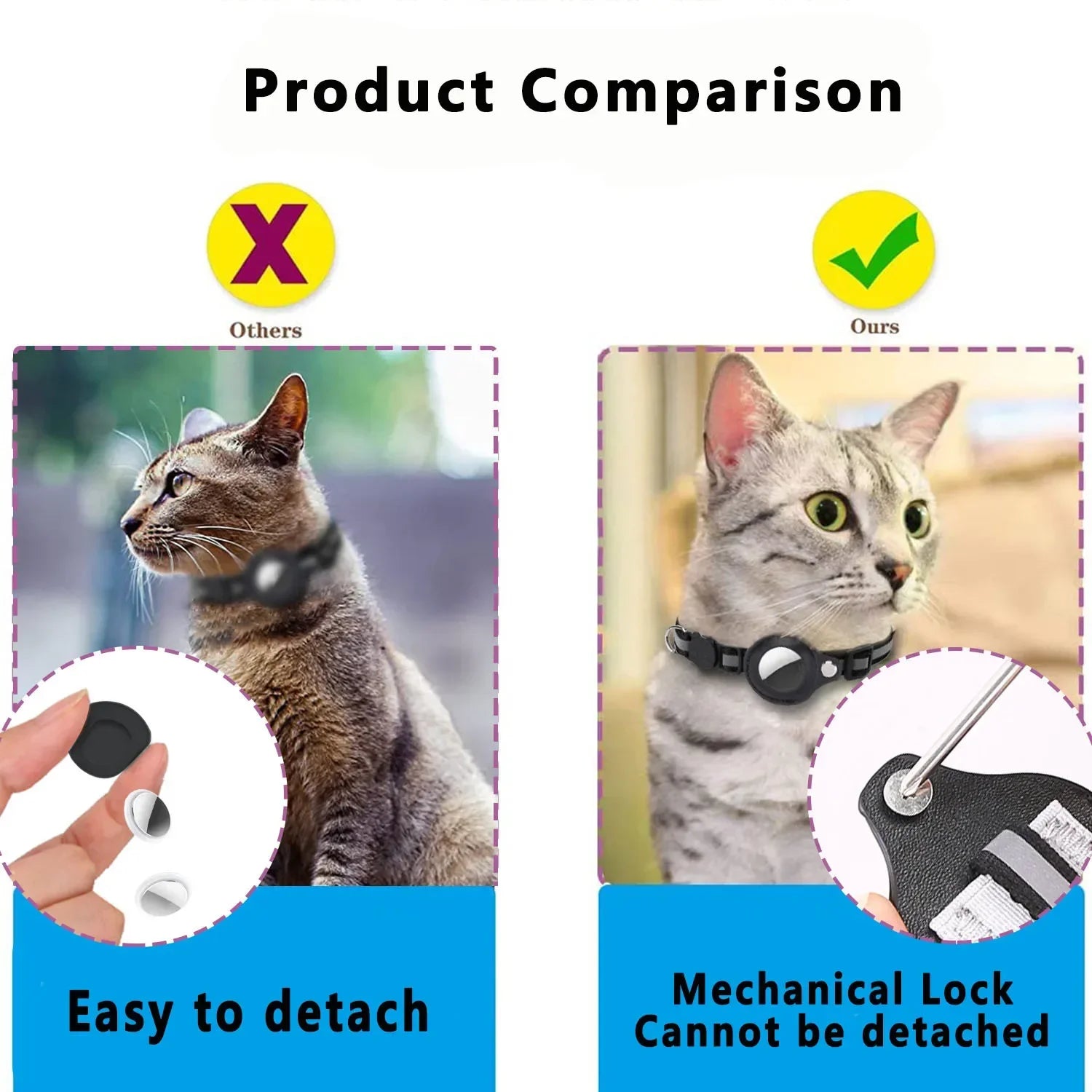 Pet Collar with Detachable AirTag Holder