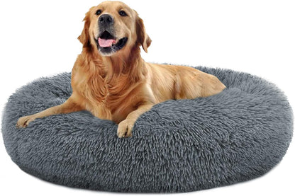 Plush Calming Donut Bed for Dogs & Cats