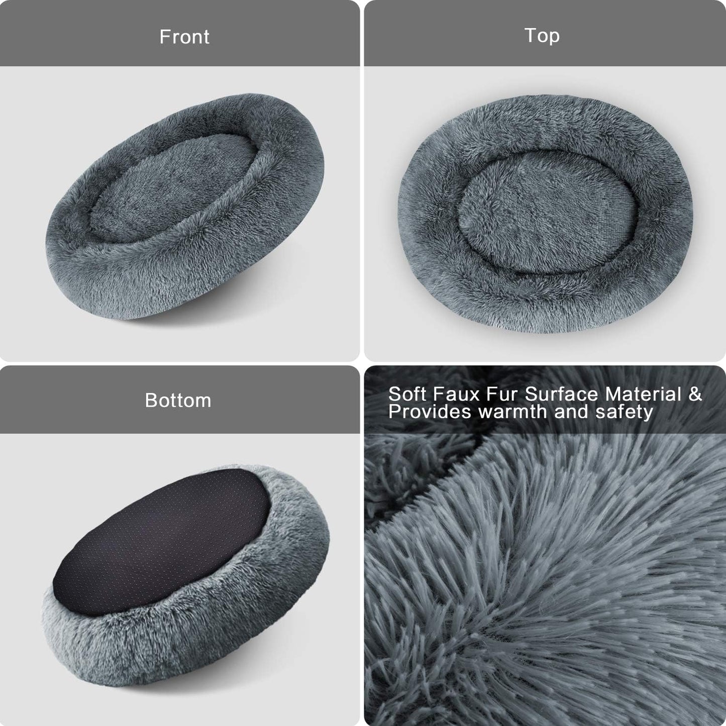 Plush Calming Donut Bed for Dogs & Cats