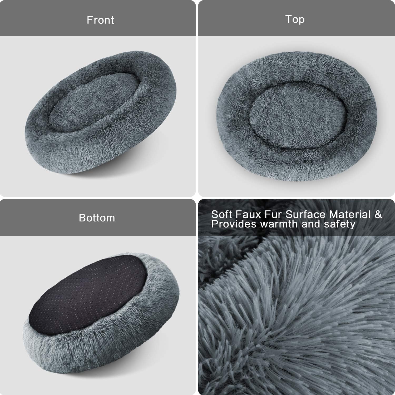Plush Calming Donut Bed for Dogs & Cats