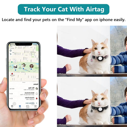 2-Pack AirTag Cat & Dog Collar with Reflective Strap & Bell