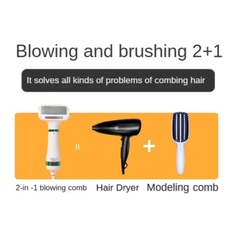 2-in-1 Low Noise Pet Dryer and Grooming Comb for Dogs and Cats
