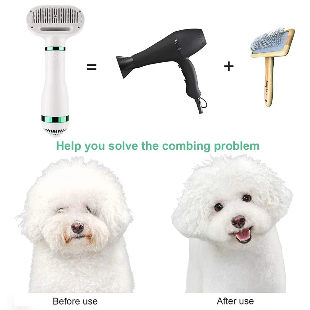 2-in-1 Low Noise Pet Dryer and Grooming Comb for Dogs and Cats