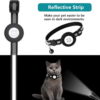 2-Pack AirTag Cat & Dog Collar with Reflective Strap & Bell
