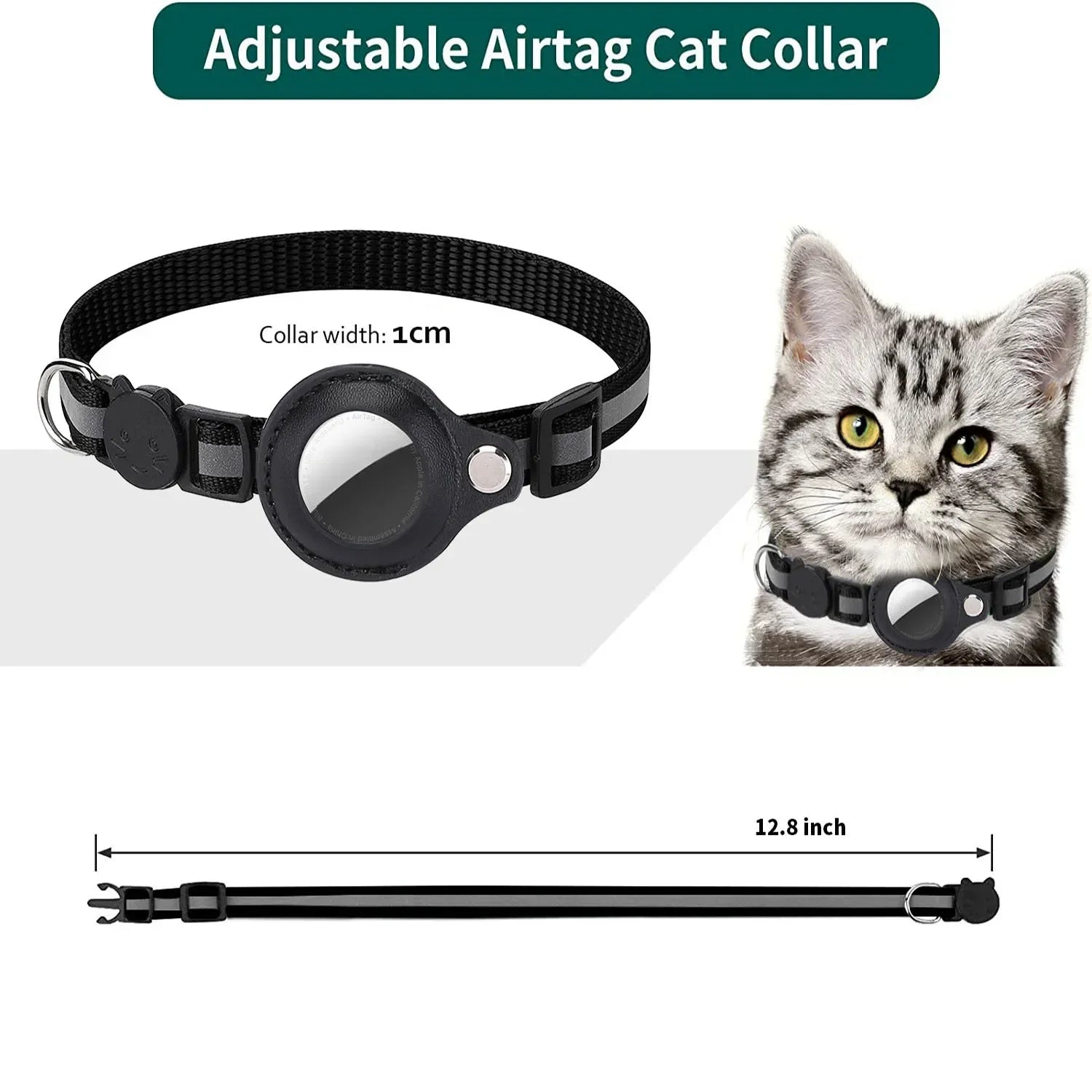Pet Collar with Detachable AirTag Holder