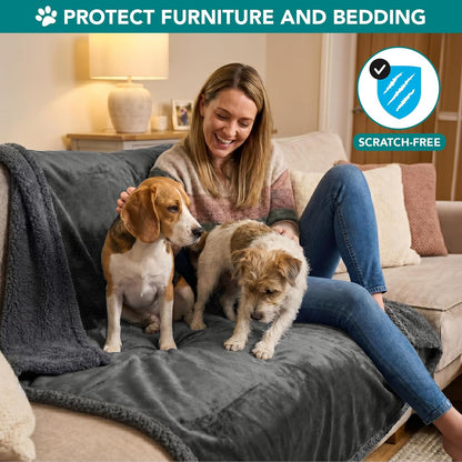 XL Washable and Reversible Sherpa Pet Blanket for Dogs & Cats