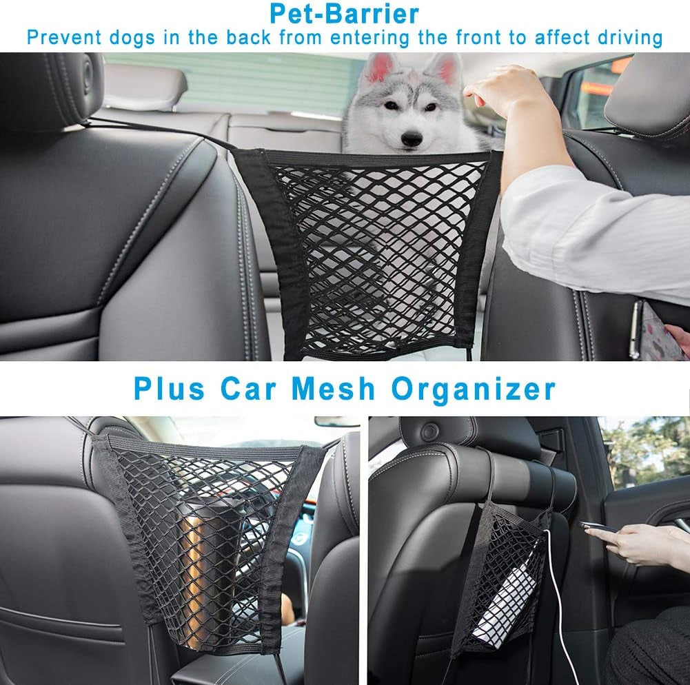 Waterproof Dog Car Seat Cover with Mesh Organizer (Beige)