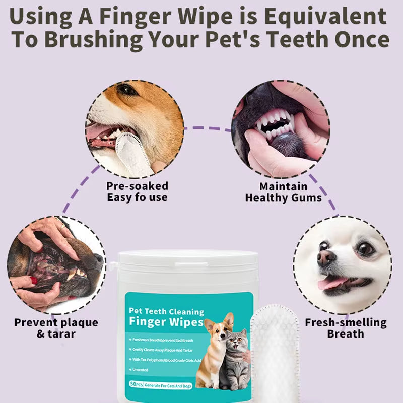 50-Count Pet Dental & Ear Finger Wipes
