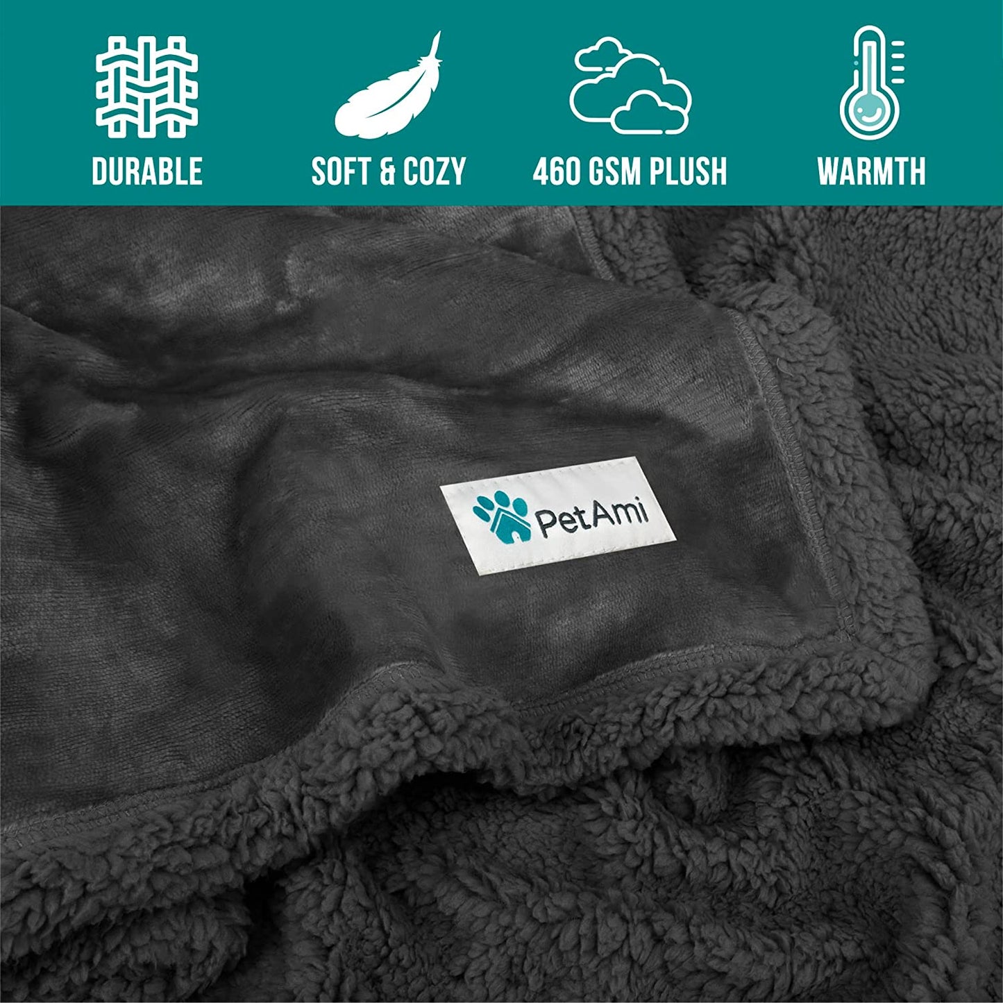 XL Washable and Reversible Sherpa Pet Blanket for Dogs & Cats