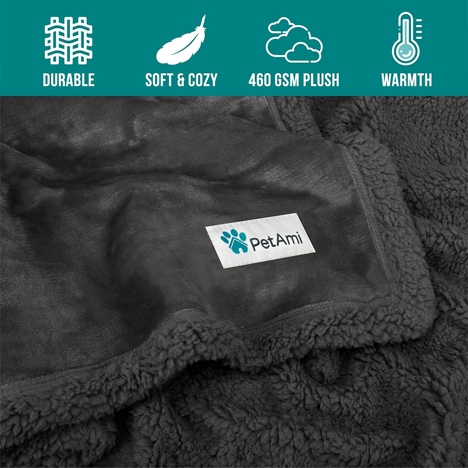 XL Washable and Reversible Sherpa Pet Blanket for Dogs & Cats